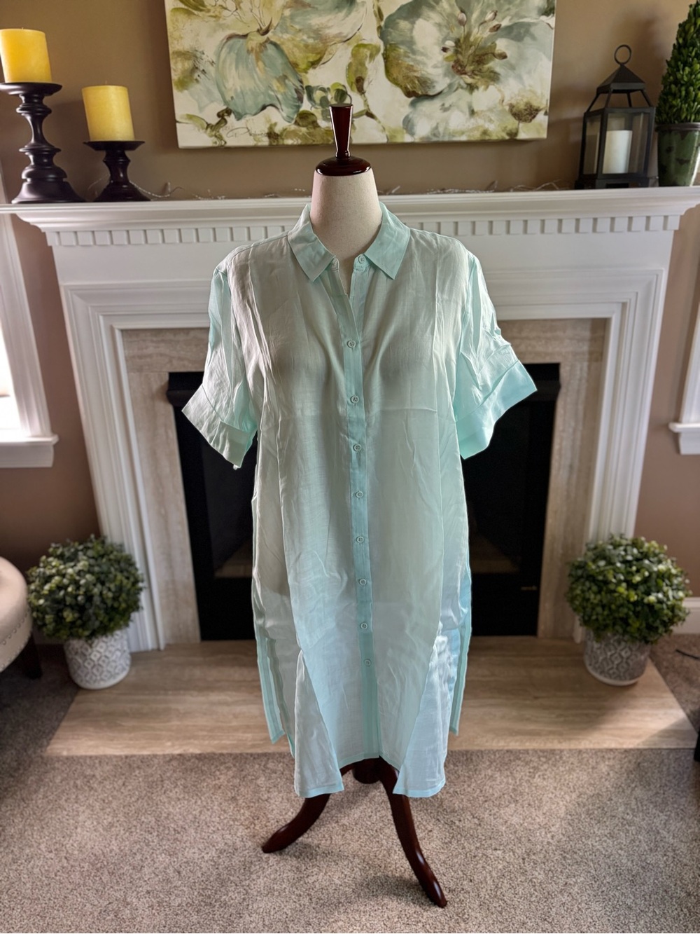 *NEW* Grosgrain Easy Trim Sheer Tunic - Aqua Hade - Size 20/22